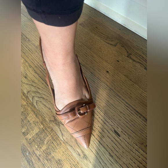 Burberry quilted patent tan leather pointed toe slingback pumps size 11 US - Picture 14 of 14